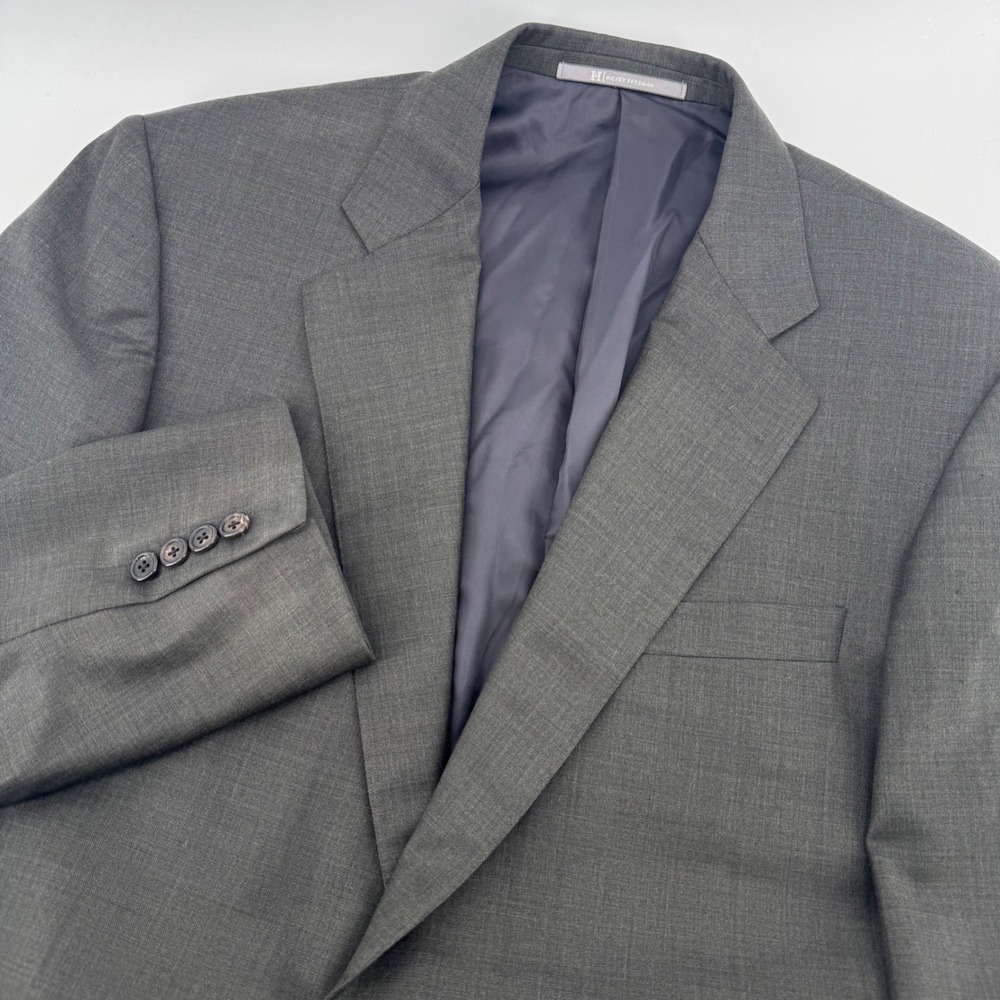 Loro Piana Hickey Freeman Blazer Mens 42L Grey Super 120s Wool Two Button Jacket